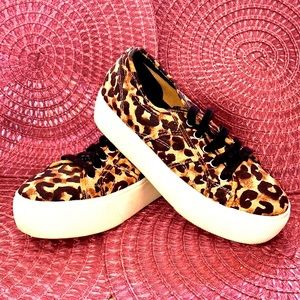 Steve Madden “Emmi” cheetah print canvas platform sneaker women’s sz 7.5